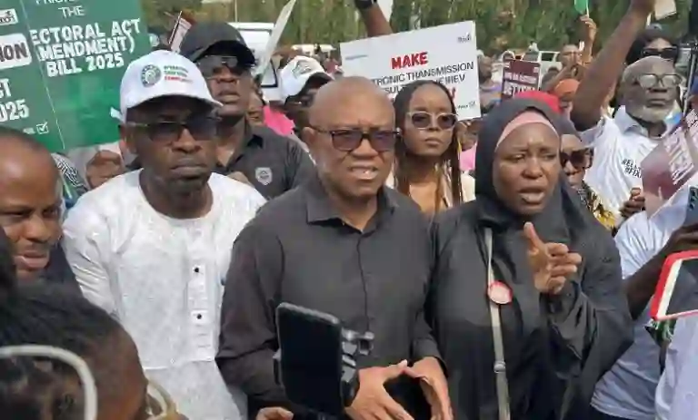 Obi Leads Mass Protest at National Assembly Over Electronic Voting Dispute
